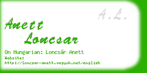 anett loncsar business card